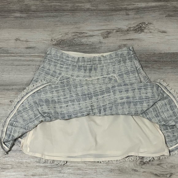 Rebecca Taylor Small Tweed Skirt Blue Cream - Picture 4 of 5